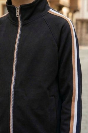 Unisex Çocuk Dik Yaka Üç Şeritli Şardonlu Dalgıç Eşofman Takımı