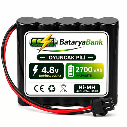 4.8V 2700mAh Oyuncak Pili Siyah Soket Ni-MH Şarjlı Batarya