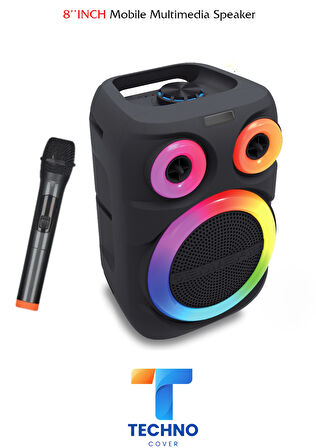 Bluetooth Özellikli Ses Bombası 8 Inch Rgb Işıklı Speaker (KLN-200)