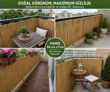 polybotum premium doğal kamış hasır balkon çiti 40x300 cm | sık dokuma | dayanıklı | bahçe, teras ve balkon i̇çin dekoratif gizlilik çiti