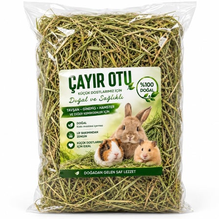 Doğal Çayır Otu Tavşan Ginepig Hamster Kemirgen Yemi – Kurutulmuş Lifli Katkısız Ot 1000GR