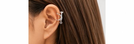 Kadın Simli Kulak Manşeti Gümüş Renk Şık Ear Cuff Klipsli Küpe Zarif Takı Aksesuar