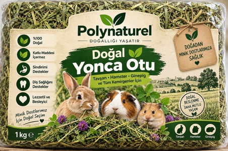polynaturel doğal yonca otu 2000 gr – tavşan, hamster, guinea pig ve kemirgenler i̇çin kuru yonca yemi