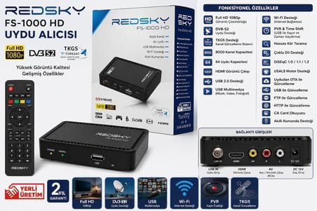 Redsky FS1000 HD Full HD 1080P TKGS DVB-S2 Uydu Alıcısı WiFi Destekli HDMI USB