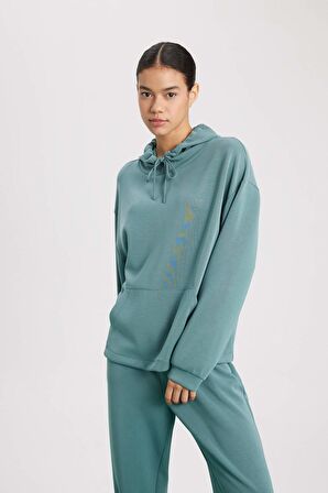 DeFactoFit Oversize Geniş Kalıp Premium Modal Kapüşonlu Kanguru Cepli Sporcu Sweatshirt B5206AX24SPGN1191