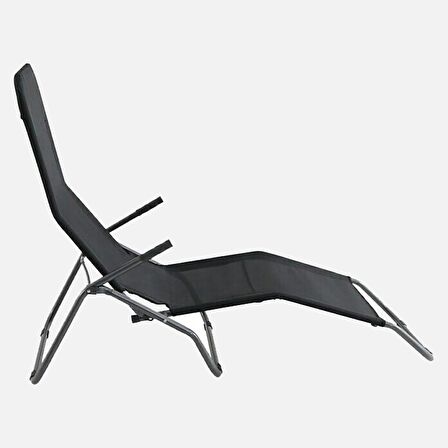 Katlanabilir Siyah Şezlong 136 x 61 x 102 cm