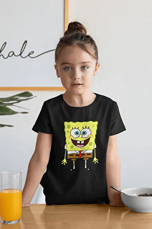 Süngerbob Baskılı Unisex Çizgi Film Çocuk Tişört (1-12 YAŞ)