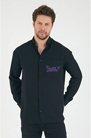 Black Sabbath Müzik Grubu Baskılı Unisex Rock Metal Cepli Gömlek