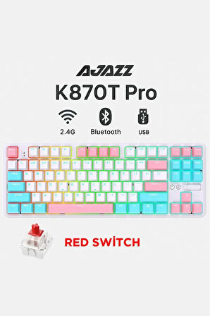 K870T Pro 3 Modlu Hot-Swap RGB, Mekanik Klavye - Beyaz