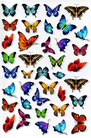 Sticker Kabartmalı A4 boyutunda Stiker Defter, planlayıcı etiket, -(Lim097) - Mini Kelebekler