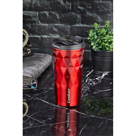 Cooker Prizma 350 Ml Çelik Mug Termos Kırmızı CKR2048