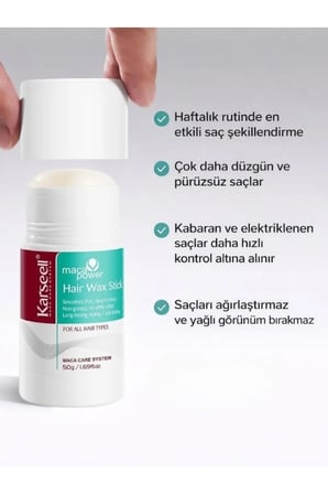 Maca Wax Stick Kabaran Uçuşan Saçlara Anında Çözüm Doğal Görünüm Sabitleyici 50g