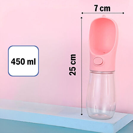 CELİK AVM® 450 ml Taşınabilir Butonlu Evcil Hayvan Suluğu