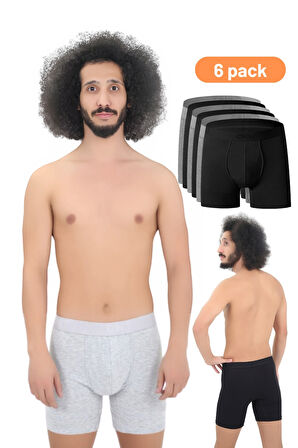 Erkek Uzun Paça Likralı 6'lı Boxer Premium Paket 