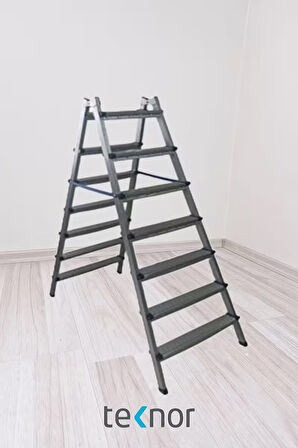 Çift Taraflı Dayanıklı 7+7 Metal Basamaklı Merdiven