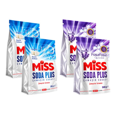 Miss Soda Plus Çamaşır Sodası Lavanta ve Beyaz Sabun Kokulu 500 gr 4 lü Karma