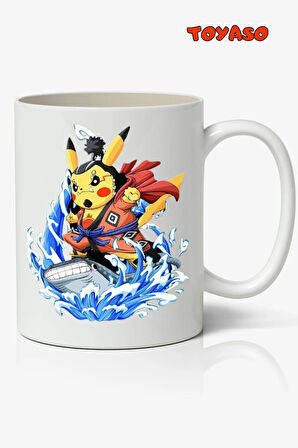 Pokemon & One Piece Anime Temalı Beyaz Kupa Bardak Sevgiliye Arkadaşa Hediye