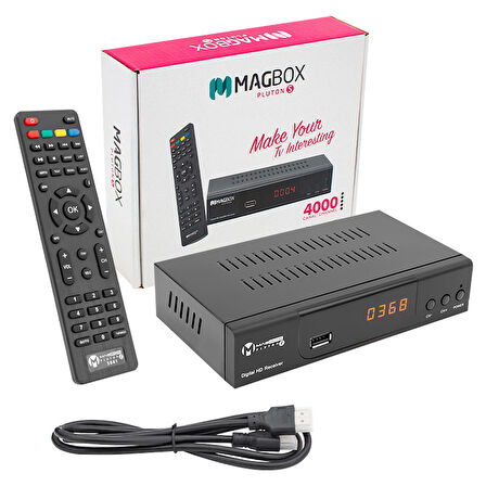 MAGBOX PLUTON S TKGSLİ YENİ MODEL KASALI FULL HD UYDU ALICISI (SCART+HD)(HDMI KABLO DAHİL)