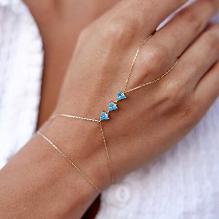 Üçlü Mavi Taşlı Şahmeran