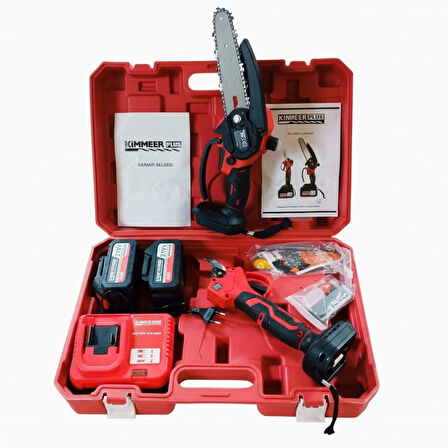 KİMMEER PLUS 21v ÇİFT AKÜLÜ ÇELİK ŞANZIMAN DAL BUDAMA MAKASI & KENDİNDEN YAĞLAMALI TESTERE2 Li SET