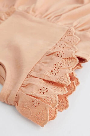 % 100 Pamuklu Pink Cream Broderie 3’lü Romper Set