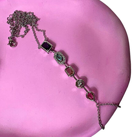 Uretti - Melik 9215 4750 Beş Element Renkli Taşlı Çelik Şahmeran Bileklik