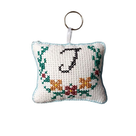 Uretti - Sibel 2453 1832 El Yapımı I Harfi Kanaviçe Anahtarlık