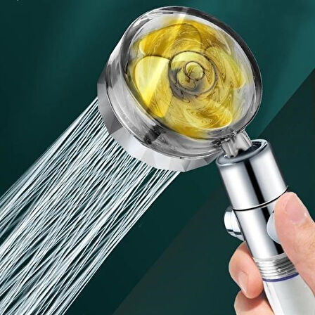 By Nevser® Turbo Pervaneli ve Filtreli Su Tasarruflu 360 Derece Dönebilen Tazyikli Duş Başlığı