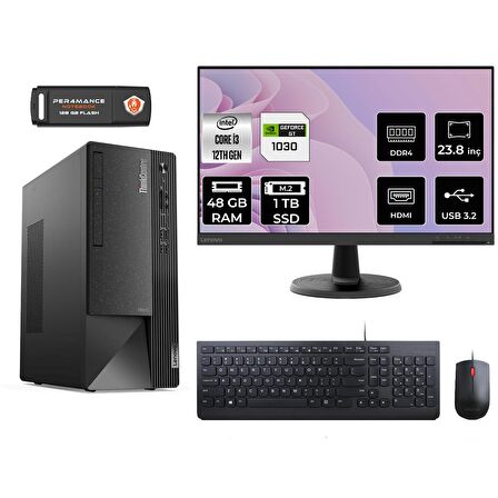 Lenovo ThinkCentre Neo 50T i3 12100 48GB 1TB SSD GT1030/4GB FDOS 11SC001ATX MASAÜSTÜ PC & 23.8" MONİTÖR