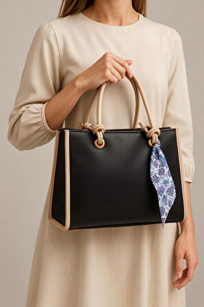 Kadın Fularlı Büyük Boy El ve Omuz Çantası