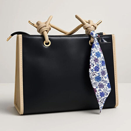 Kadın Fularlı Büyük Boy El ve Omuz Çantası