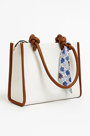 Kadın Fularlı Büyük Boy El ve Omuz Çantası