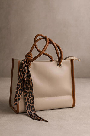 Kadın Fularlı Büyük Boy El ve Omuz Çantası