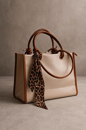 Kadın Fularlı Büyük Boy El ve Omuz Çantası