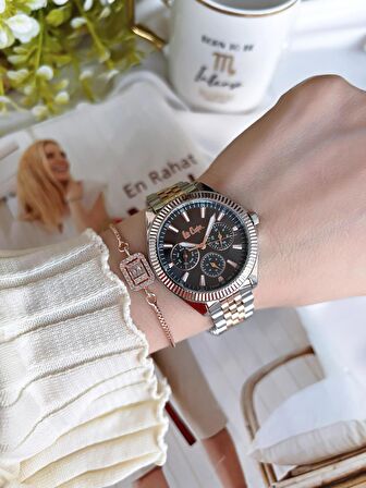 BLC07837.560 Lee Cooper Elite Seri Çelik Kordonlu 3 Atm Suya Dayanıklı Kadın Kol Saati+Bileklik