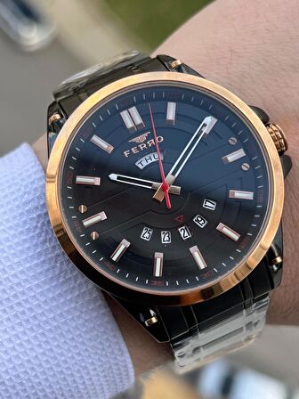 FERRO Takvimli 30 Mt Su Geçirmez Erkek kol Saat xf0016