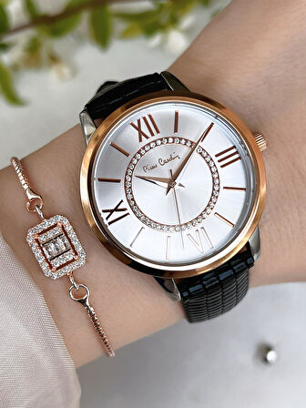 PİERRE CARDİN Deri Kordon Kadın Kol Saati 30 Mt Su Gecirmez+Bileklik PR.08.KD.2002F06