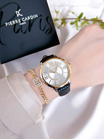 PİERRE CARDİN Deri Kordon Kadın Kol Saati 30 Mt Su Gecirmez+Bileklik PR.08.KD.2002F07