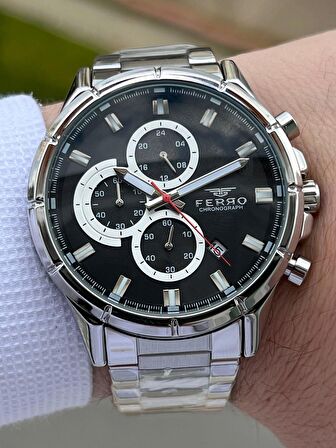 Ferro Çelik Kordon İç Fonksiyonları Aktif Chronograph 30 Mt Su Geçirmez Erkek Kol Saat EFM31461-A2