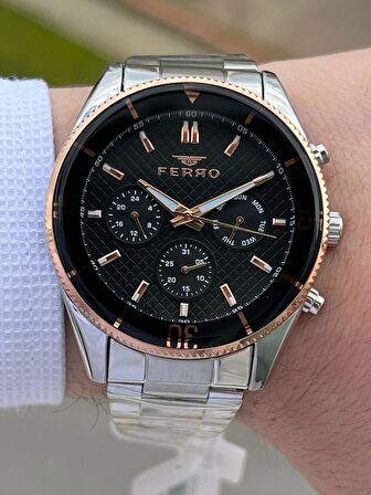 Ferro Çelik Kordon İç Fonksiyonları Aktif Chronograph 30 Mt Su Geçirmez Erkek Kol Saat EFM11920-A2