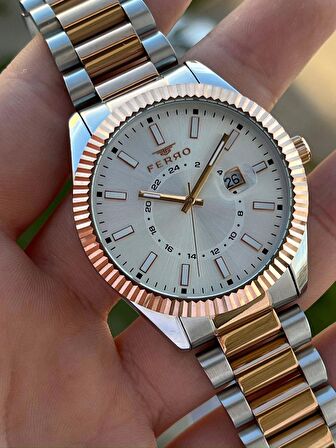 Ferro Çelik Kordon Takvimli 30 Mt Su Geçirmez Erkek Kol Saat EFM11288-E