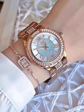 Ferro Rose/Gold Renk Kararmaz Renk Atmaz 3 Atm  Özel Tasarım Kadın Kol Saati EFL21285C
