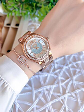 Ferro Rose/Gold Renk Kararmaz Renk Atmaz 3 Atm  Özel Tasarım Kadın Kol Saati EFL21285C