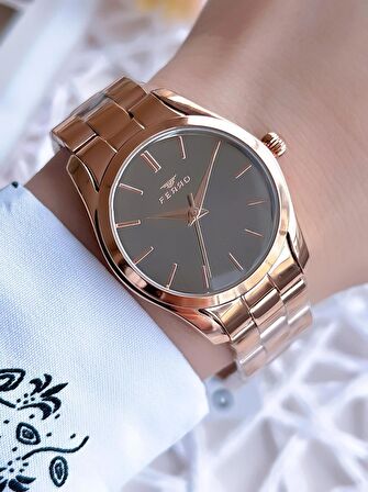 Ferro Rose Gold Renk 3 Atm Suya Dayanıklı Çelik Kordon Özel Tasarım Kadın Kol Saati BF21071AWT