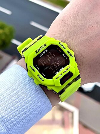 Joefox G-SHOCK Kasa Yeşil/Siyah Digital 5 Atm Suya Dayanıklı 2 Yıl Garantili Spor Kol Saati J-GS08