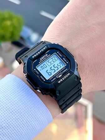 Joefox G-SHOCK Kasa Siyah Digital 5 Atm Suya Dayanıklı 2 Yıl Garantili Spor Kol Saati J-GS09