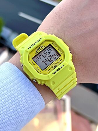 Joefox G-SHOCK Kasa Sarı Digital 5 Atm Suya Dayanıklı 2 Yıl Garantili Spor Kol Saati J-GS14