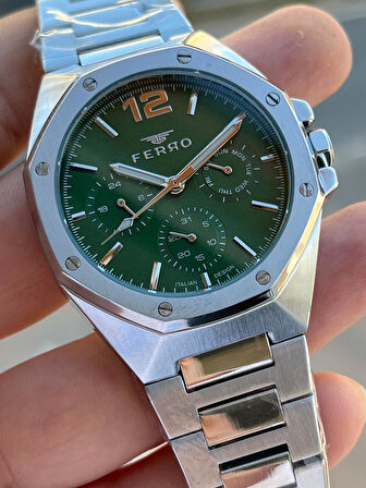 Ferro Çelik Kordon İç Fonksiyonları Aktif Chronograph 30 Mt Su Geçirmez Erkek Kol Saati EFM.40127.A6