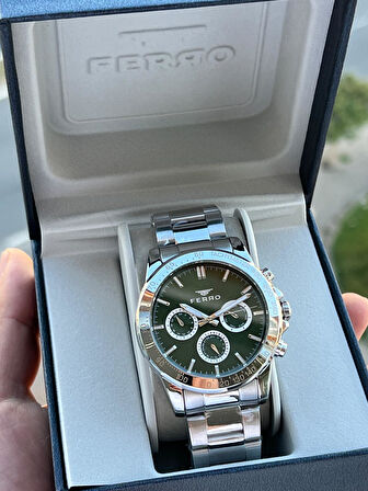 Ferro Çelik Kordon İç Fonksiyonları Aktif Chronograph 30 Mt Su Geçirmez Erkek Kol Saati EFM.11458.A6