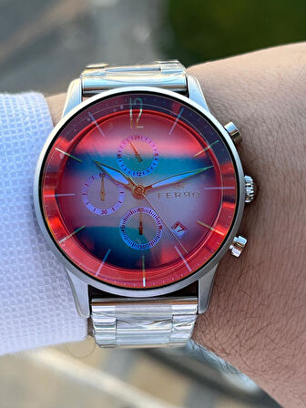 Ferro Çelik Kordon İç Fonksiyonları Aktif Chronograph 30 Mt Su Geçirmez Erkek Kol Saati EFM.339.K